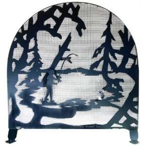  Fisherman Rustic Lodge Fireplace Screen 30 Inches H X 30 