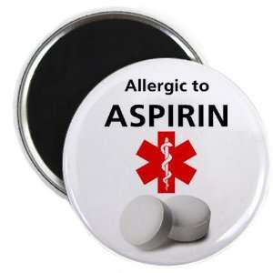  ALLERGIC TO ASPIRIN Medical Alert 2.25 inch Fridge Magnet 