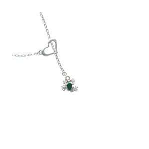  Mini Green Tree Frog Heart Lariat Charm Necklace [Jewelry 