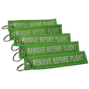  Remove Before Flight Key Chain   5 Pack Lime Green/White 
