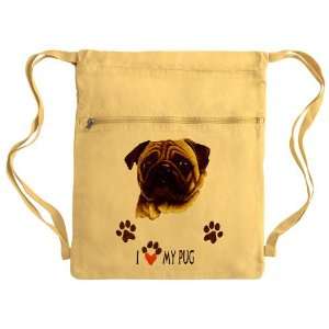   Messenger Bag Sack Pack Yellow Pug I Love My Pug Dog 