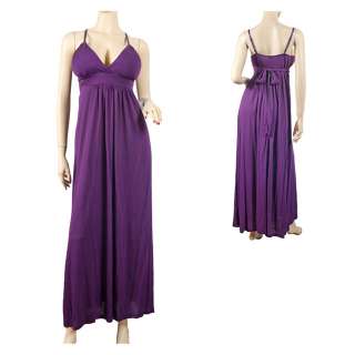 Purple Empire Waist Deep Cut Plus Size Maxi Dress  
