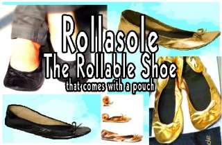 Rollasole Rollable Ballet Flats in Black or Gold Sz 5 9  