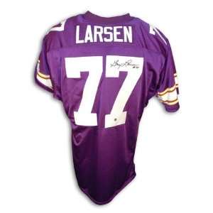  Gary Larsen Autographed Minnesota Vikings Purple Throwback 