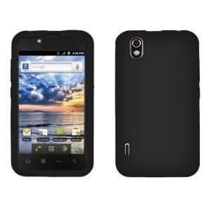  Black Rubbery Feel Silicone Skin Case Cover For LG Marquee 