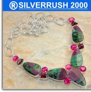RUBY IN ZOISITE 925 SILVER NECKLACE,SILVERRUSH2000;186  