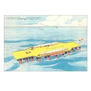  Floating Airport on the Ocean Giclee Poster Print, 32x24 