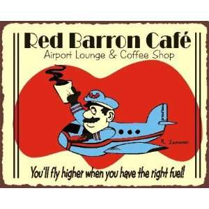  Red Barron Flying Pilot Cafe Retro Tin Sign Vintage Metal 