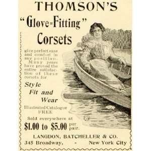   Corsets Lady Rowboat Oar Pond   Original Print Ad