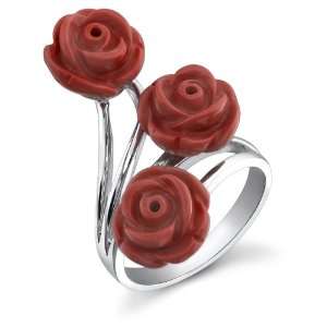  Red Coral Rose Ring Jewelry
