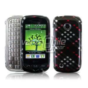 BLACK/PINK/RED CROSS PLAID DESIGN + LCD SCREEN PROTECTOR + CAR CHARGER 