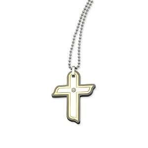    Stainless Steel Black Gold plated Cross Bead Necklace Jewelry