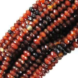    8mm faceted black brown agate rondelle beads 15.25