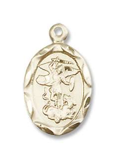 14kt Gold St. Michael Archangel Saint Medal Necklace  