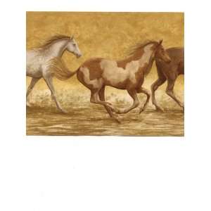  Wallpaper Border Running Wild Horses on Tan Kitchen 