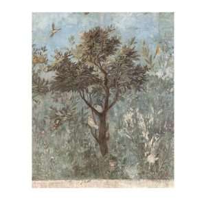  Roman Fresco of Tree with Birds Giclee Poster Print