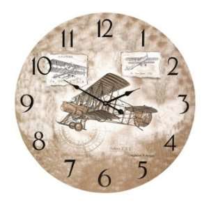 IMAX Wright Plane Wall Clock Mdf Paint Movement Image Wright Brothers 