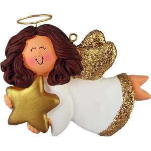 7003 Angel with Star Female Brown Personalized Christmas 