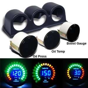 Eautolight Universal Digital Meter Boost Gauges + Oil Temperature 