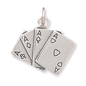 925 Sterling Silver Playing Cards Poker Hands Charms  