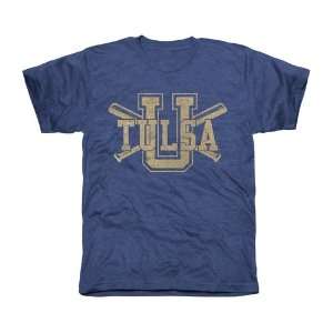 Tulsa Golden Hurricane Cross Sticks Tri Blend T Shirt   Royal Blue 