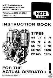 Hatz Diesel Engine Manual Instruction Spare Parts List, ES, E, 71,79 