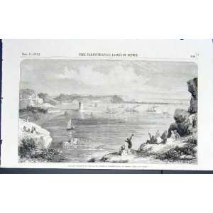  Jersey Harbour Construction Old Print 1852 Antique