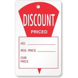  Discount tag, white stock, red ink, No String , 1.75 x 2 