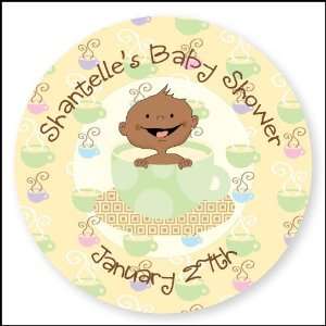     24 Round Personalized Baby Shower Sticker Labels Toys & Games