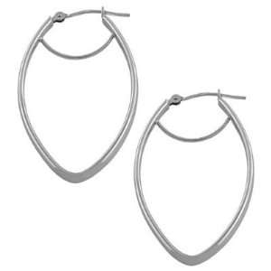  14K White Gold Oval Hoop Earrings Katarina Jewelry
