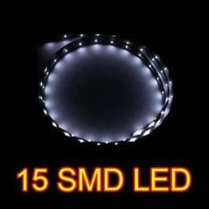  White 30cm 15 SMD LED Flexible Strip Car Grill Light Lamp 