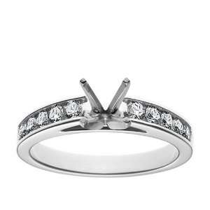 Platinum Channel Set Round Brilliant Diamond Engagement Ring Setting 