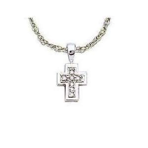    14K White Gold Diamond Cross with 20in. chain CoolStyles Jewelry