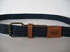 Dockers Womens Navy Blue Woven Cotton & Brown Leather Belt L   30 to 