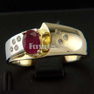 Natural Ruby Diamonds 14k Solid Gold Mens Ring r00229  