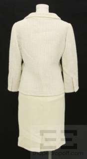 Moschino 2pc Cream Wool & Black Topstitched Jacket & Skirt Suit Size 