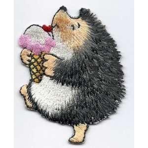  Animals, Hedgehog w/Ice Cream Cone/Iron On Applique 