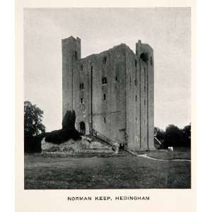 Print Norman Keep Hedingham England Motte Bailey Aubrey de Vere Castle 