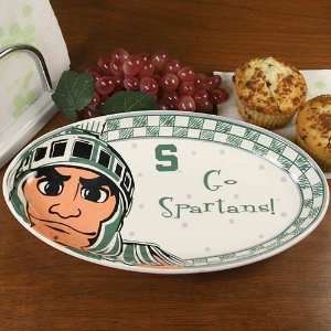  Michigan State Spartans Oval Ceramic Platter Sports 