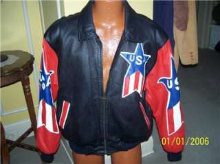   Patriotic USA Jacket AMERICAN FLAG Embroidered Leather Michael Hoban