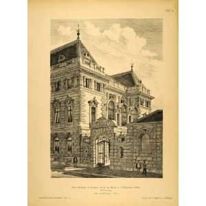  1891 Print Wodianer Palace Gate Budapest Architecture 