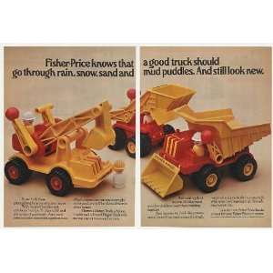  1975 Fisher Price Dump Truck Loader Digger 2 Page Print Ad 