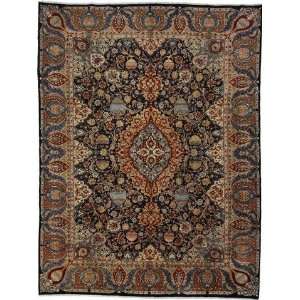 99 x 1210 Navy Blue Persian Hand Knotted Kashmar Rug 