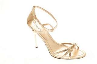 Guess Embellished Hopeful Womens Pump High Heels Gold Medium Leather 8 