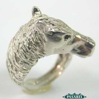 Sterling Silver Sapphire And CZ Horse Ring Size 5.5  