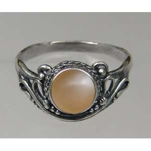   Sterling Silver Ring Featuring a Genuine Rainbow Moonstone Gemstone