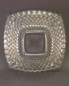   Diamond Quilted Square Pressed Glass Nappy Bon Bon Candy Dish  