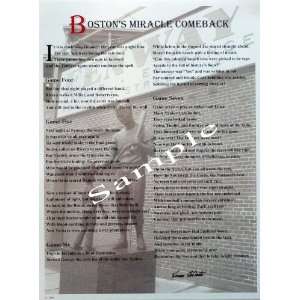    Boston Red Sox 2004 Epic, Victory Poem Poster