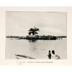 1930 Print Settlers Island Monrovia Water Tree Buildings Liberia West 