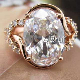 Fashion Jewelry 18k Rose gold filled womens Swarovski crystal GF Ring 